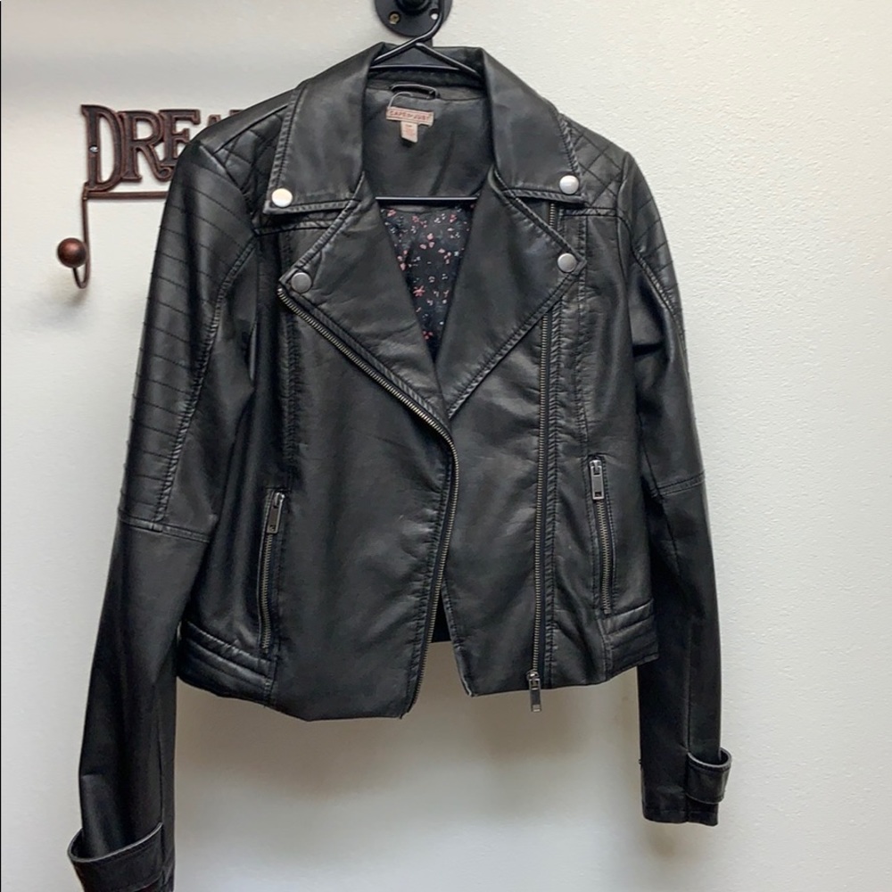 Black Crop Faux Leather Jacket